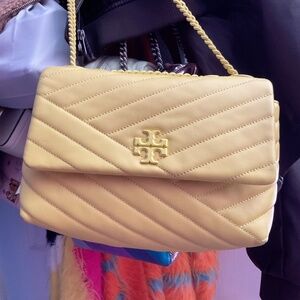 Kira Chevron Powder Coated Small Convertible Shoulder Bag In Calendula